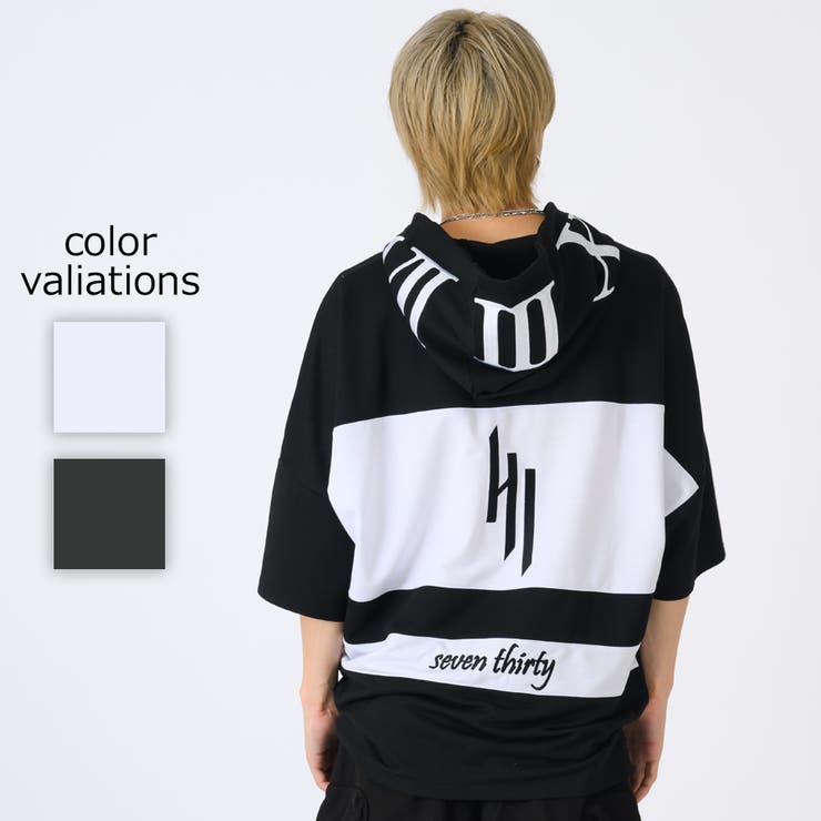 REGIEVO 配色切り替えドルマンTパーカー トップス