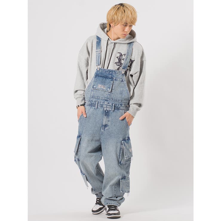 REGIEVO ワイドシルエット カーゴパンツ オーバーオール 韓国 ストリート系 パンツ・ズボン