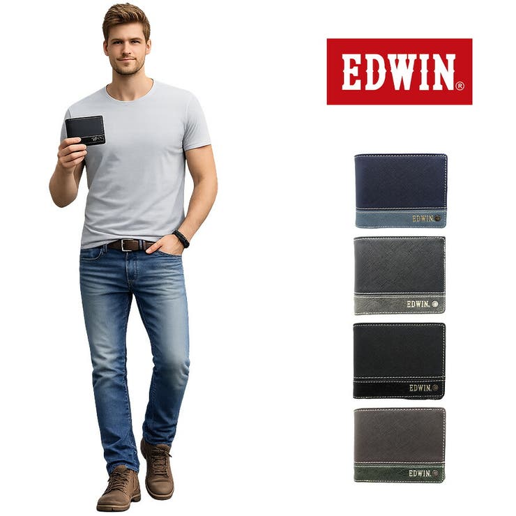 Tasche Jack EDWIN 二つ折り財布 折り財布 財布 さいふ サイフ ウォレット コンパクト 普段使い 使いやすい シンプル メンズ 父の日 ギフト プレゼント ブラック 22269257 財布