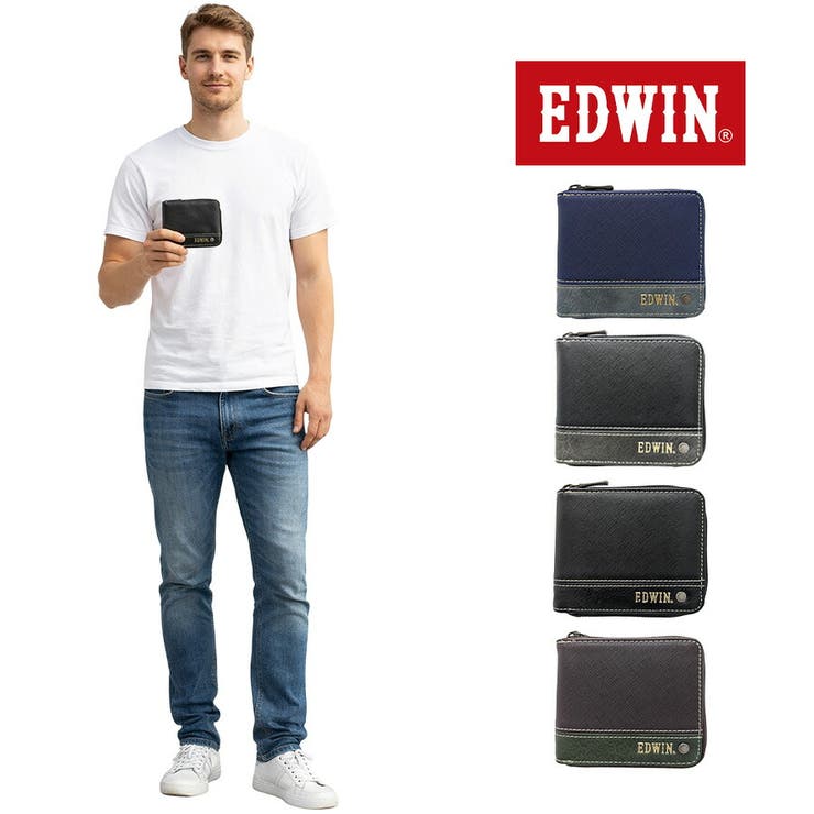 Tasche Jack EDWIN R-ZIP 二つ折り財布 折り財布 財布 さいふ サイフ ウォレット 普段使い 使いやすい シンプル メンズ 父の日 ギフト プレゼント ブラック 22269258 財布