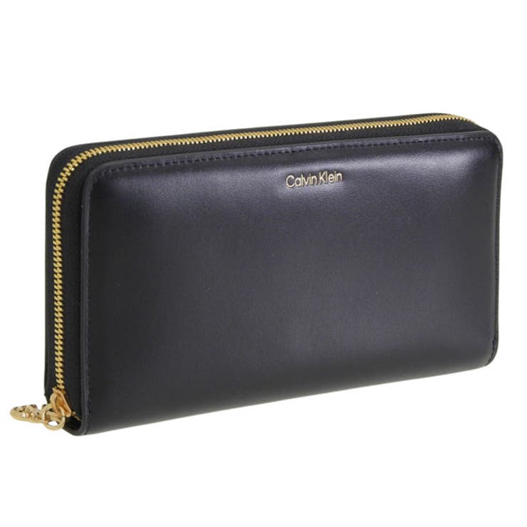 【10％OFFクーポン！10/27(火)9:59まで】Riverall CALVIN KLEIN カルバンクライン 財布 メンズ レディース 長財布 レザー ブラック CK LARGE ZIP AROUND LV04F1093G-BLACK CALVIN