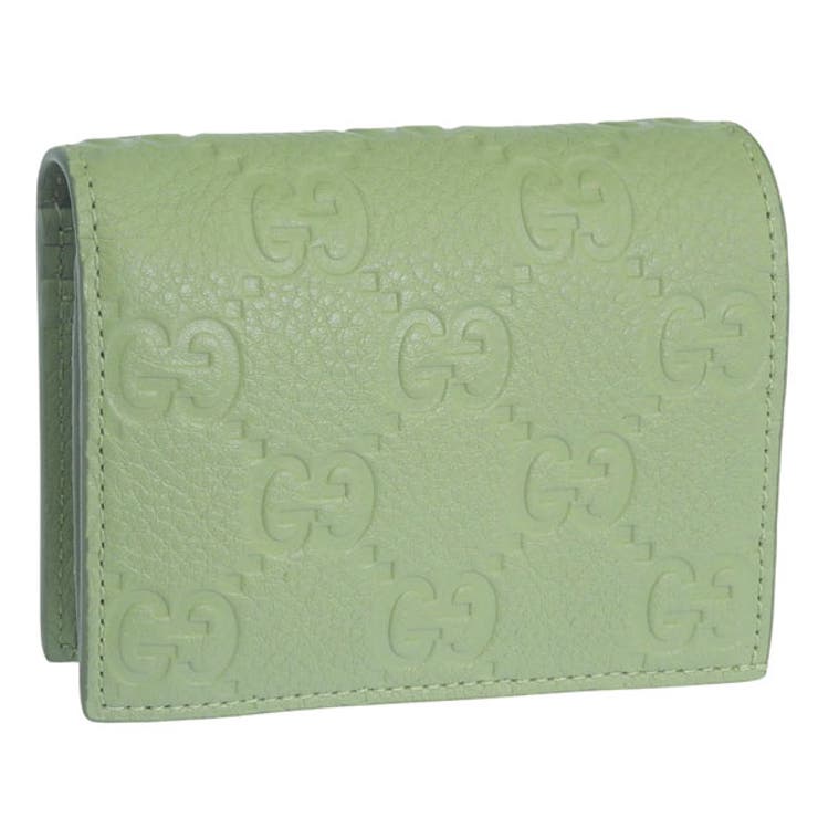 Riverall GUCCI グッチ 財布 レディース 二つ折り財布 アウトレット レザー グリーン ...