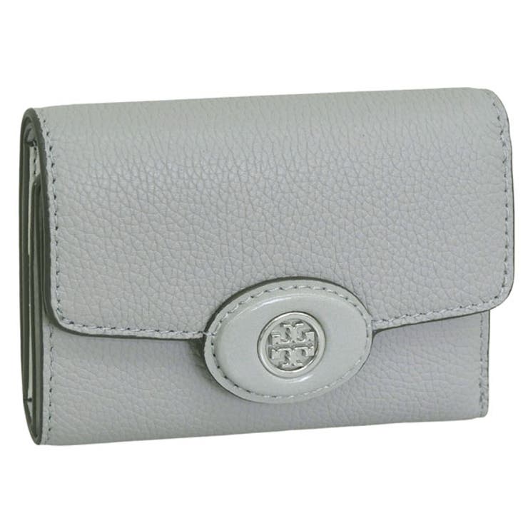 Riverall TORY BURCH トリーバーチ 財布 レディース 三つ折り財布 アウトレット レザー ライトグレー ROBINSON PEBBLED SMALL WALLET 165002-020 TORY BURCH 財布