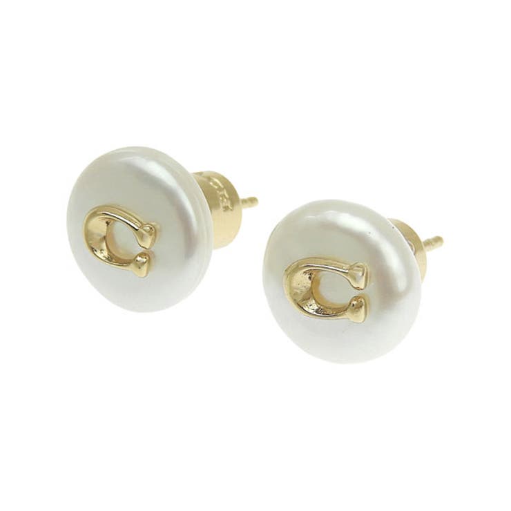 Riverall COACHコーチ アクセサリー レディース ピアス ゴールド×ホワイト 37351511GLD107 COACH アクセサリー