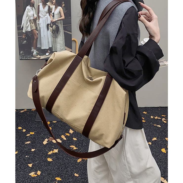【10％OFFクーポン！8/11(火)1:59まで】SUNSHINE CLOSET 2WAYキャンバスバッグ 大容量 レトロ風ショルダーバッグ カジュアル鞄 A4収納可 軽量 ユニセックス旅行バッグ韓国風 バッグ・鞄 shoplistselect-10510825 SHOPLIST サンプル画像3