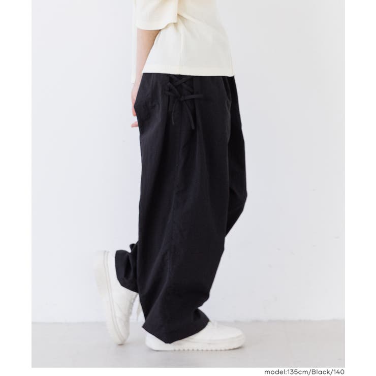 coca 通園通学にも使いやすい◎レースアップワイドパンツ パンツ・ズボン