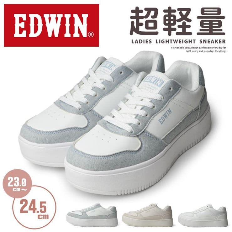 ShoeSquare WOMEN EDWIN エドウィン スニーカー レディース 厚底 カジュアルシューズ 軽量 防滑 ロゴ 厚底ソール ローカット ウォーキング 通勤 通学 靴 レースアップ 女子 シューズ・靴