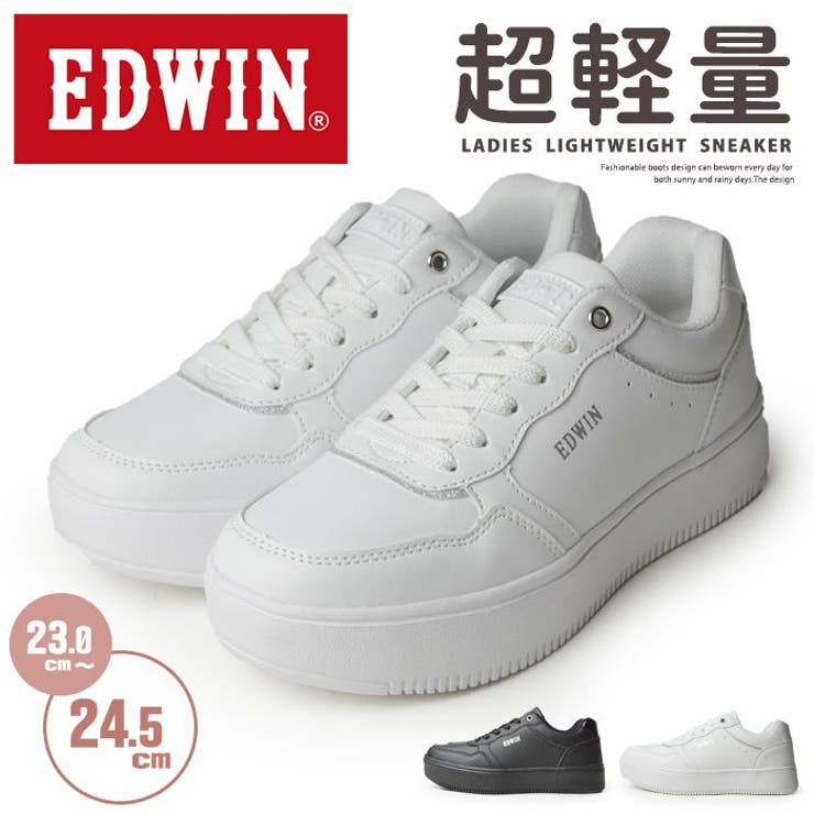 ShoeSquare WOMEN EDWIN エドウィン スニーカー レディース 厚底 カジュアルシューズ 軽量 防滑 ラメ ロゴ 厚底ソール ローカット ウォーキング 通勤 通学 靴 ワントーン 単色 シューズ・靴