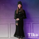 【マラソン期間中 5%OFFクーポン】Tika ふわふわケープ×マーメイドワンピコスチューム ハロウィンコスプレ ガーリーコスプレ 露出少なめ 袖あり 長袖 ロングワンピース マーメイドワンピース エレガント 上品 Mサイズ ブラック あいみ Tika