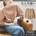 JungleJalopy 【FREE】タックスリーブカットソー くしゅくしゅ袖 ボリューム袖 長袖 ロンt きれいめ レディース フリーサイズ 黒 白 モカ ト...