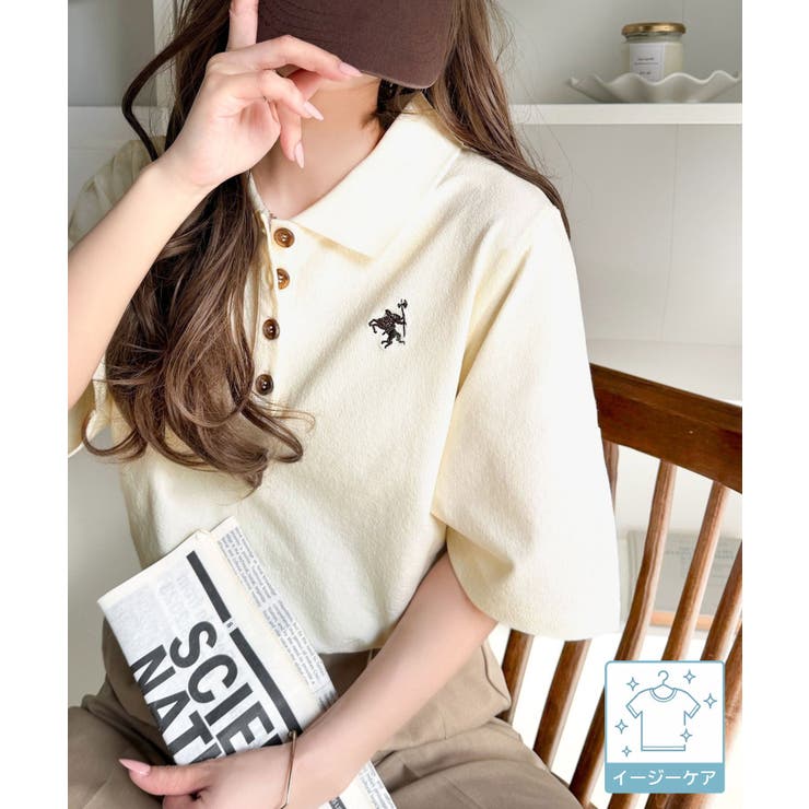 【10％OFFクーポン！7/26(日)1:59まで】Classical Elf さらっと涼しい大人ポロ。大人のきれい見え◎イージーケアワンポイント胸刺繍ポロ衿プルオーバー（半袖） トップス
