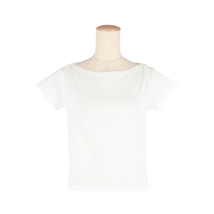coca リブワイドネックTシャツ トップス