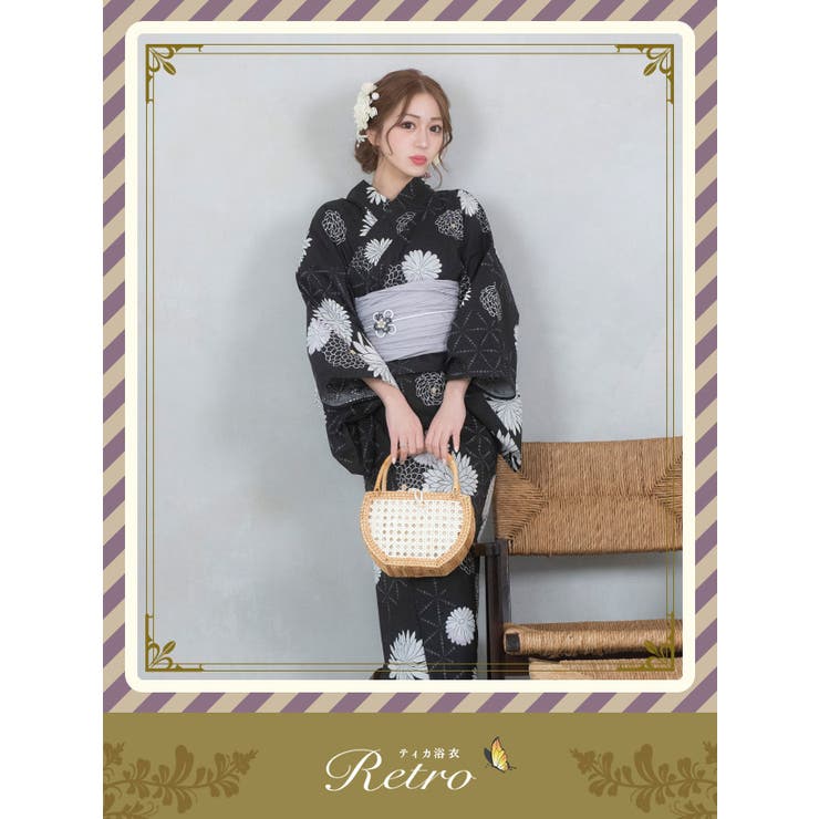 【10％OFFクーポン！7/26(日)1:59まで】Tika Tika 古典麻の葉に大輪菊模様浴衣2点...
