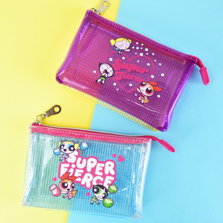 AVVENTURA 파워 퍼프 걸즈 3 포켓 파우치 클리어 파우치 파우치 PVC 클리어 소품 넣어 작은 경량 THE POWERPUFF GIRLS MPPG-208 MPPG-213 가방·가방