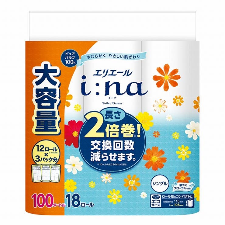 【10％OFFクーポン！6/26(金)1:59まで】Shoplimart＃ エリエール　イーナトイレット　100M　18R　S 生活・日用品