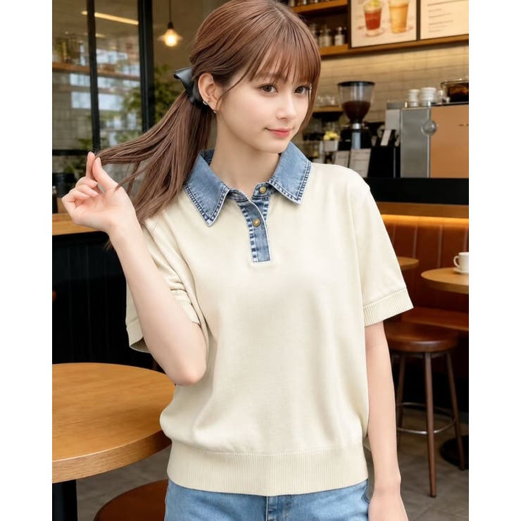 LETee デニムドッキングカットソー トップス shoplistselect-10518276 SHOPLIST サンプル画像2