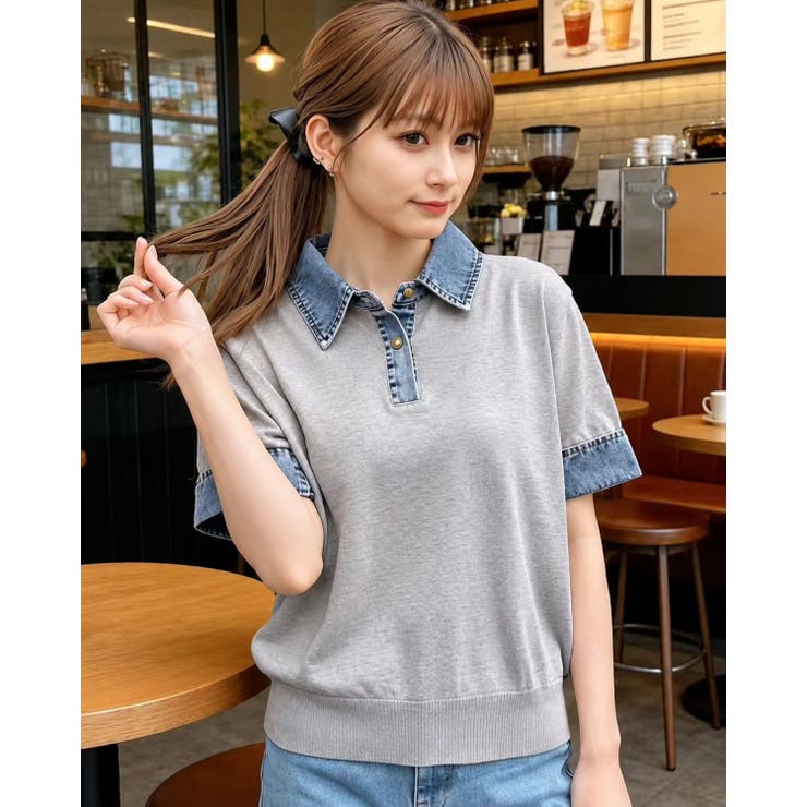 LETee デニムドッキングカットソー トップス shoplistselect-10518276 SHOPLIST サンプル画像3