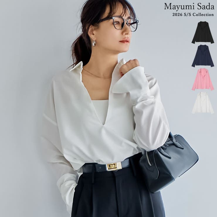 Re:EDIT ディープVネックオーバーサイズスキッパーシャツ トップス shoplistselect-10518646 SHOPLIST パッケージ画像
