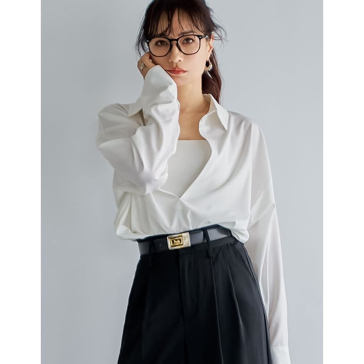 Re:EDIT ディープVネックオーバーサイズスキッパーシャツ トップス shoplistselect-10518646 SHOPLIST サンプル画像3