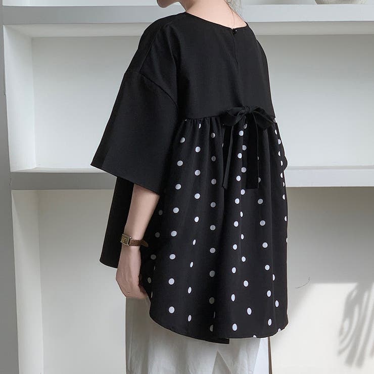 【10％OFFクーポン！7/26(日)1:59まで】Doux Belle ドット柄ブラウス レディース トップス トップス