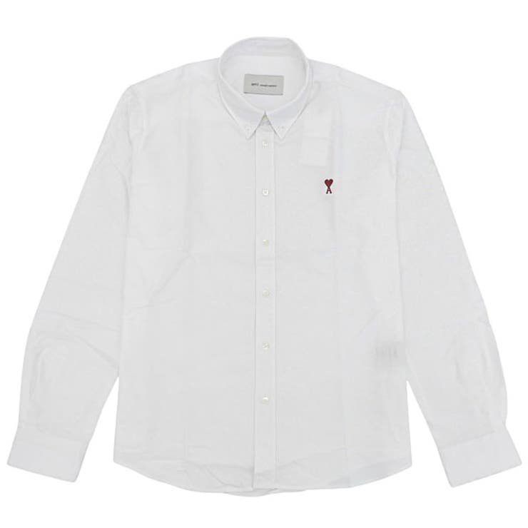 Riverall AMIPARIS アミ パリス オックスフォード ボタンダウンシャツ メンズ 長袖 L コットン ホワイト BFUSH063C00031NAL AMIPARIS トップス