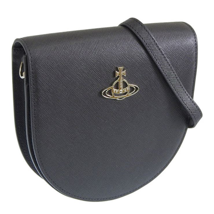 Riverall VIVIENNE WESTWOOD ヴィヴィアンウエストウッド バッグ レディース ショルダーバッグ ブラック SAFFIANO SADDLE CROSSBODY 43030097L001NN402 VIVIENNE WESTWOOD