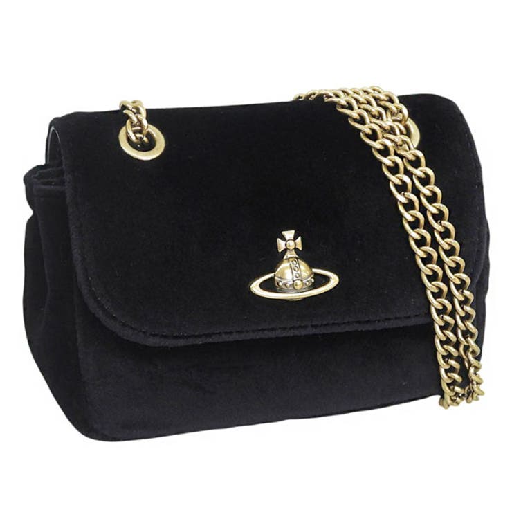 Riverall VIVIENNE WESTWOOD ヴィヴィアンウエストウッド バッグ レディース ショルダーバッグ ベルベット ブラック SMALL PURSE CHAIN 5C01000BWW00ZLN401 VIVIENNE WESTWOOD バ