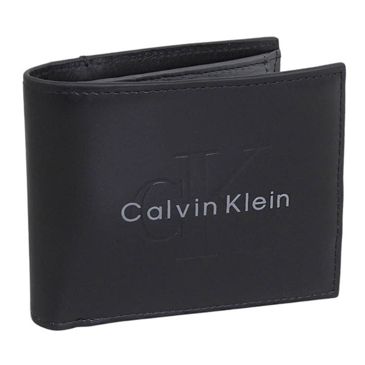 Riverall CALVIN KLEIN カルバンクライン 財布 メンズ 二つ折り財布 レザー ブラック BOLD BILLFOLD W/COIN LV04D1156G-BLACK CALVIN KLEIN 財布