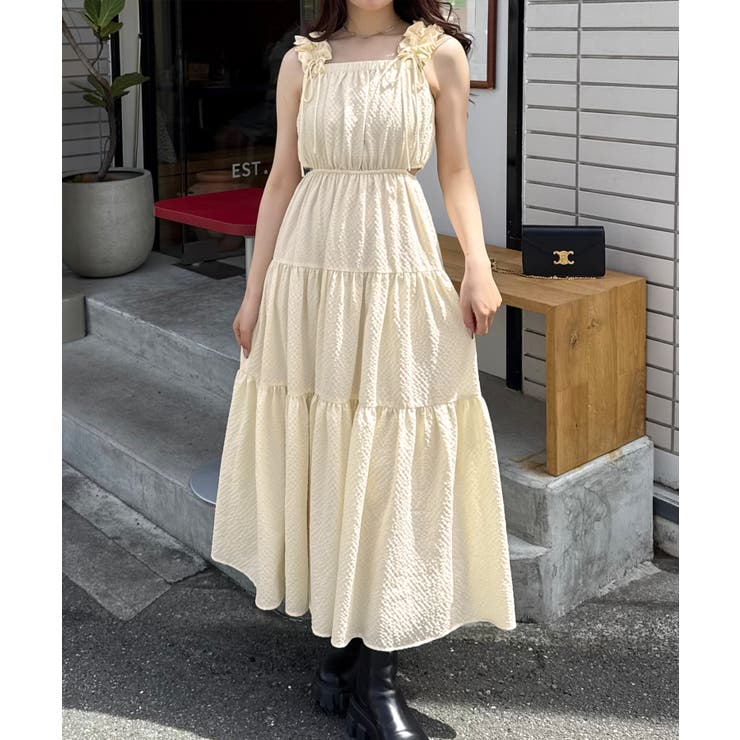 junoah ギャザーショルダーサイドカットティアードワンピース ワンピース・ドレス shoplistselect-10520552 SHOPLIST パッケージ画像