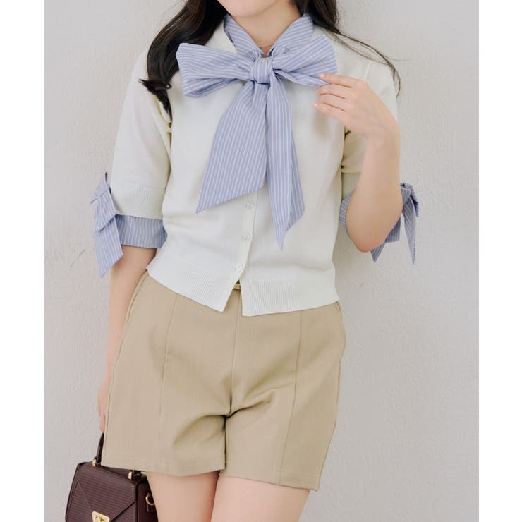 【20％OFFクーポン！9/5(土)限定】NICE CLAUP / OLIVE des OLIVE　OUTLET ドッキングボウタイプルオーバー トップス