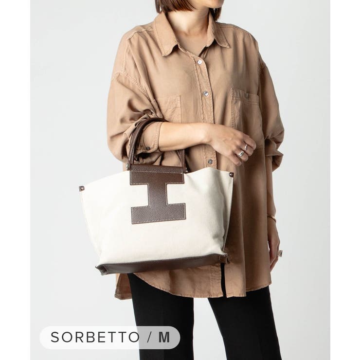 【10％OFFクーポン！6/26(金)1:59まで】U-STREAM イアクッチ IACUCCI SORBETTO M ソルベット 4890 CANVAS/CERVO ショルダーバッグ トートバッグ ハンドバッグ レディース バッグ バッグ・鞄