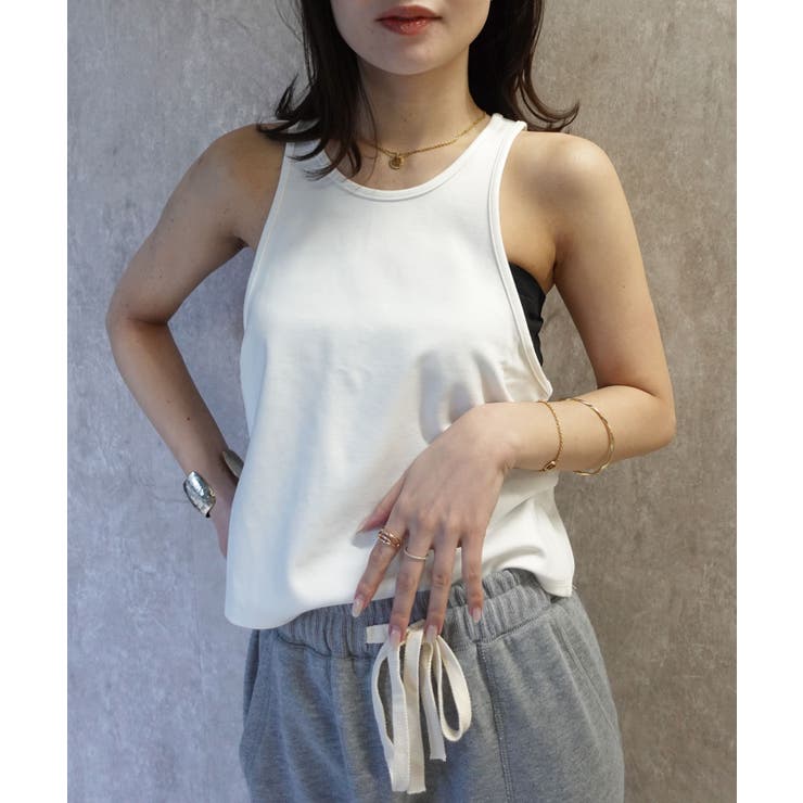 【20％OFFクーポン！7/25(土)限定】CORNERS サイドギャザーアメスリタンクトップ トップス