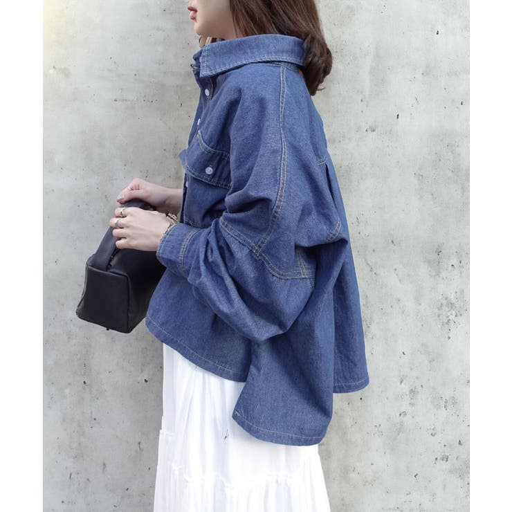 【10％OFFクーポン！7/26(日)1:59まで】CORNERS クロップドデニムシャツ トップス