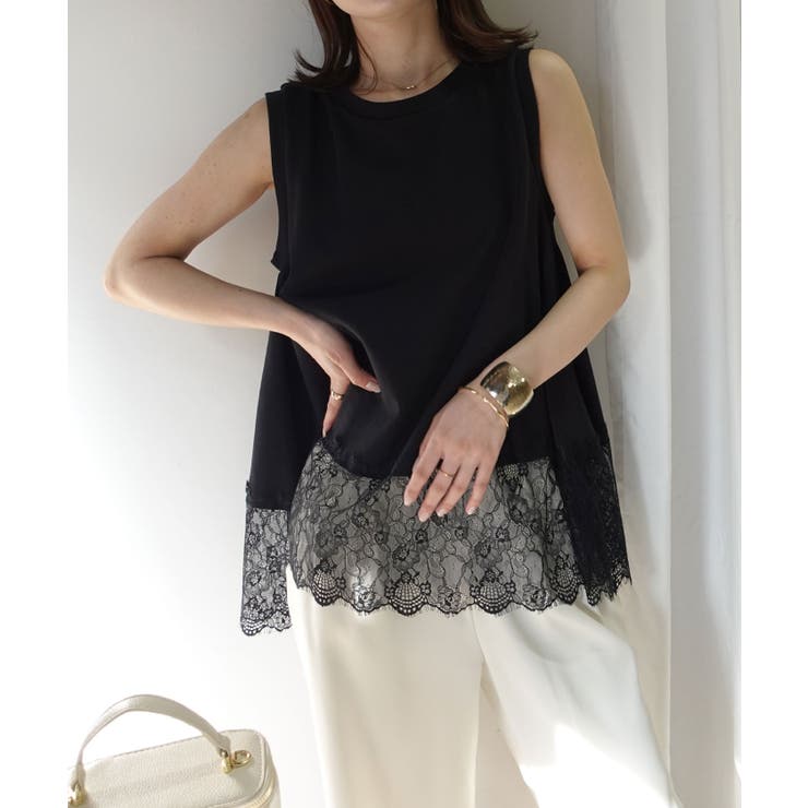【20％OFFクーポン！7/25(土)限定】CORNERS 裾レースタンクトップ トップス