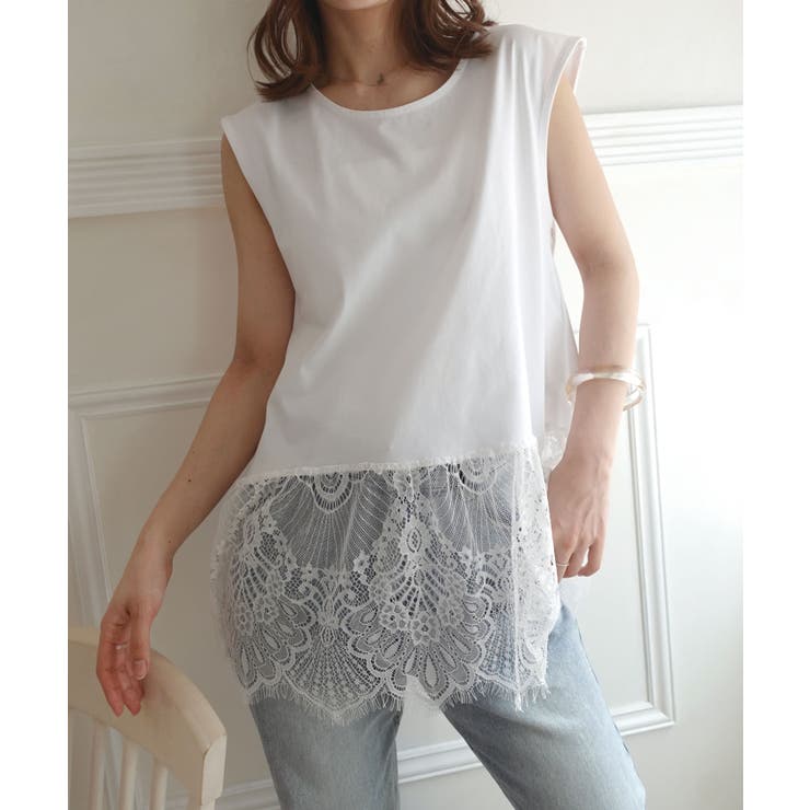 【20％OFFクーポン！7/25(土)限定】CORNERS 裾レースタンク トップス