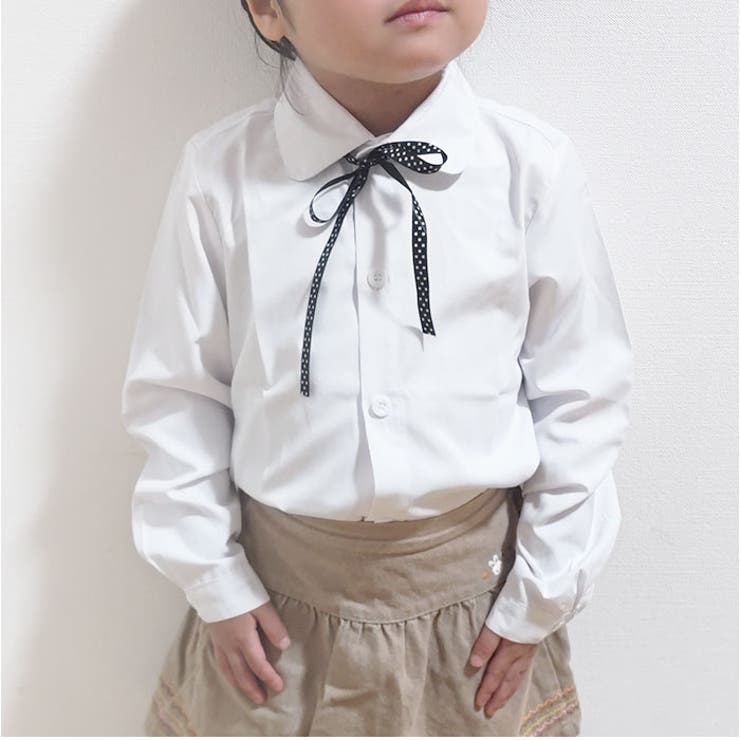 【10％OFFクーポン！7/26(日)1:59まで】BACKYARD FAMILY 子供シャツ 入学式 入園式 リボン付 shirt1829 トップス