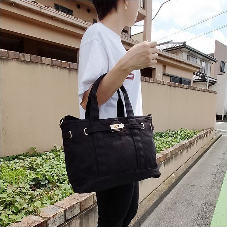 BACKYARD FAMILY メタルパーツベルトキャンバス2WAYトート バッグ・鞄