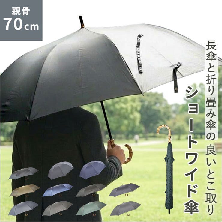 BACKYARD FAMILY 紳士ショートワイド傘 雨晴兼用70cm 小物