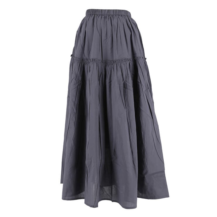 【10％OFFクーポン！7/2(木)9:59まで】coca コットンボイルギャザー切り替えスカー...