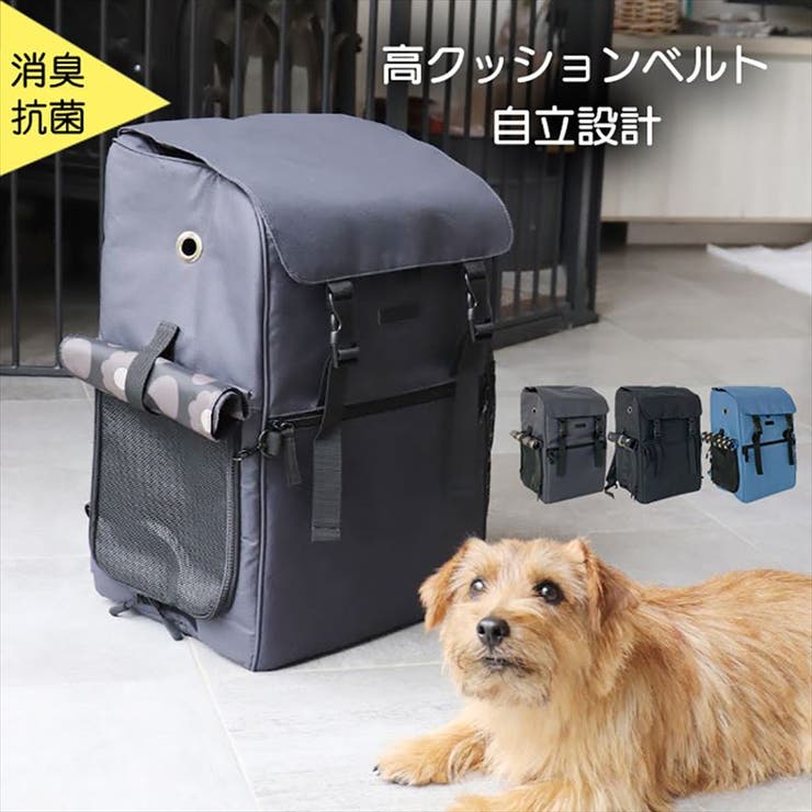 BACKYARD FAMILY ペットキャリー リュック 通販 ペットキャリーバッグ リュックサック 小型犬 猫 自立 臨時ハウス 底板付き 底鋲 撥水 はっ水 消臭抗菌 キャリーバッグ リュックキャリー お出かけグッズ ハンナフラ Hanna Hula