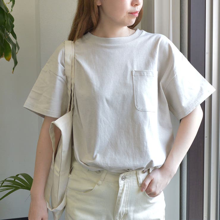 ＆soiree ポケット付き Uネック Tシャツ(無地) Tシャツ半袖 無地Tシャツ 無地 無地T 無地 Vネック 韓国 韓国ファッション 春 春服 トップス