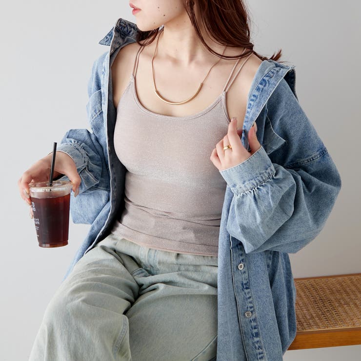 NICE CLAUP / OLIVE des OLIVE OUTLET ラメカップ付キャミ トップス
