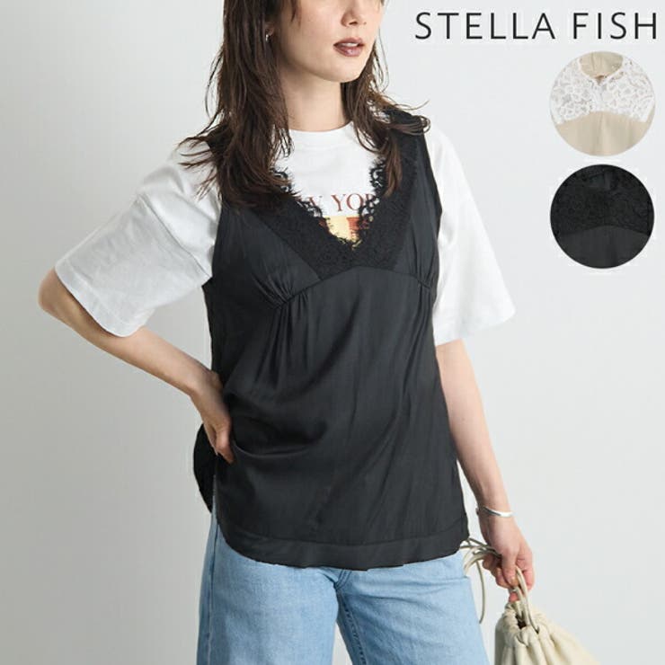 【20％OFFクーポン！7/25(土)限定】futier land レース付きノースリブラウス トップス