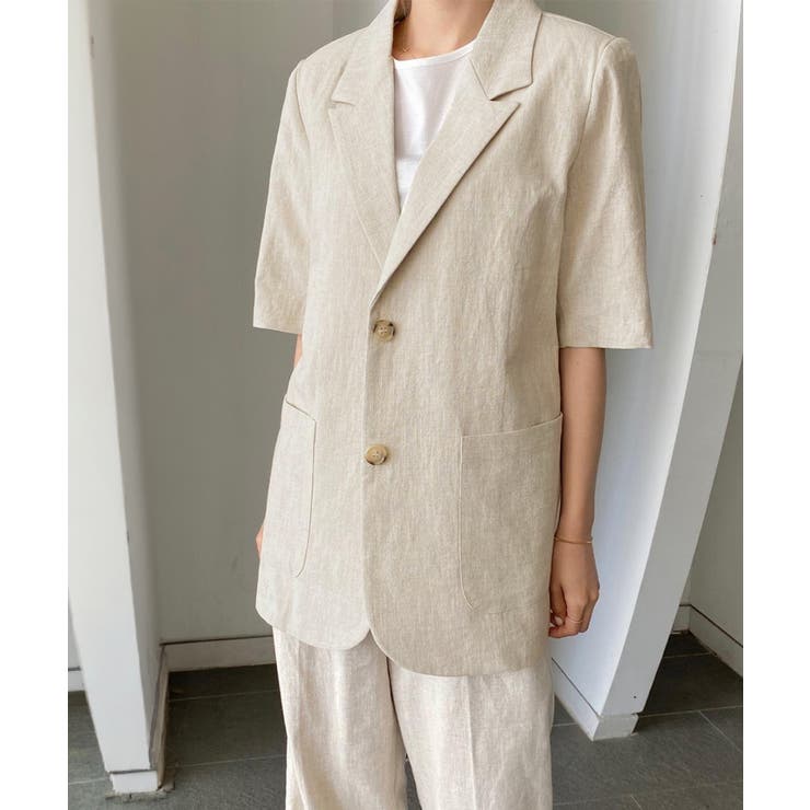 SUNSHINE CLOSET ゆったり リネンサマージャケット体型カバー 薄手ジャケット着やせ オフィスカジュアル ナチュラルジャケットライトアウター アウター(コート・ジャケットなど) shoplistselect-10528350 SHOPLIST サンプル画像3