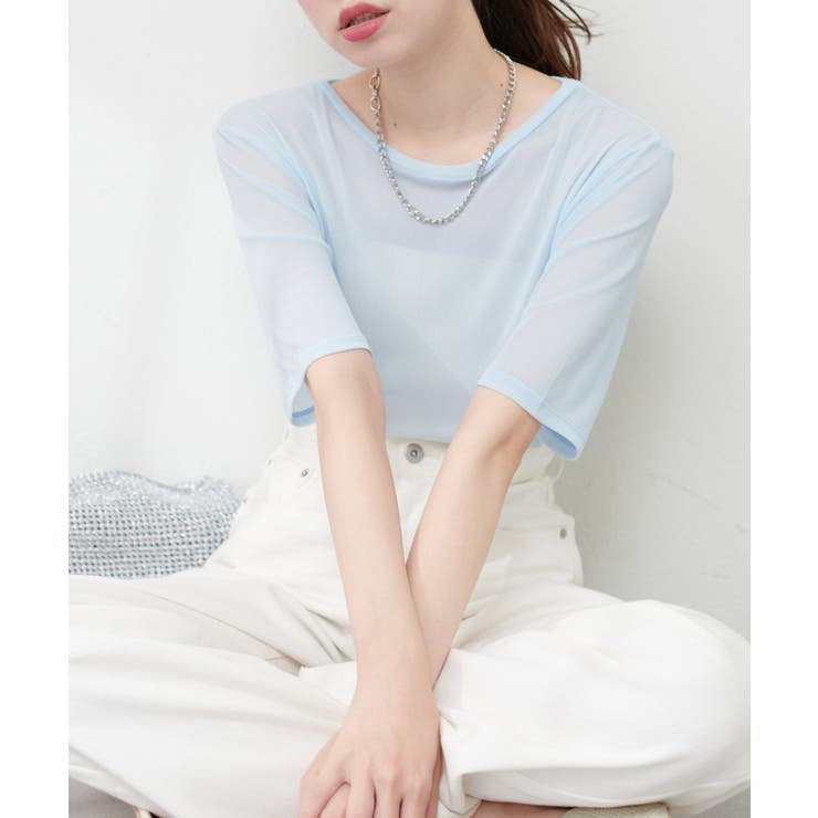 【10％OFFクーポン！7/26(日)1:59まで】NICE CLAUP / OLIVE des OLIVE OUTLET 【natural couture】パワーメッシュ半袖プルオーバー トップス