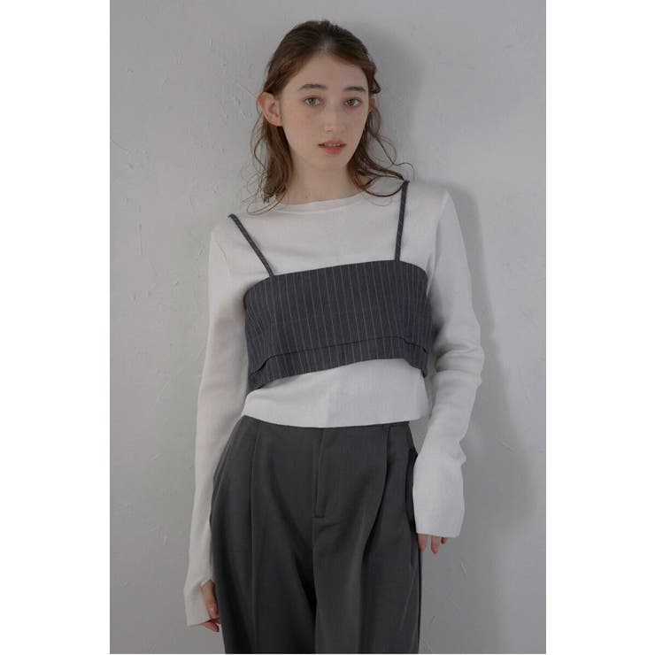 BONJOUR SAGAN back ribbon pinstripe bustier / バックリボンピンストライプビスチェ 77-004586 トップス