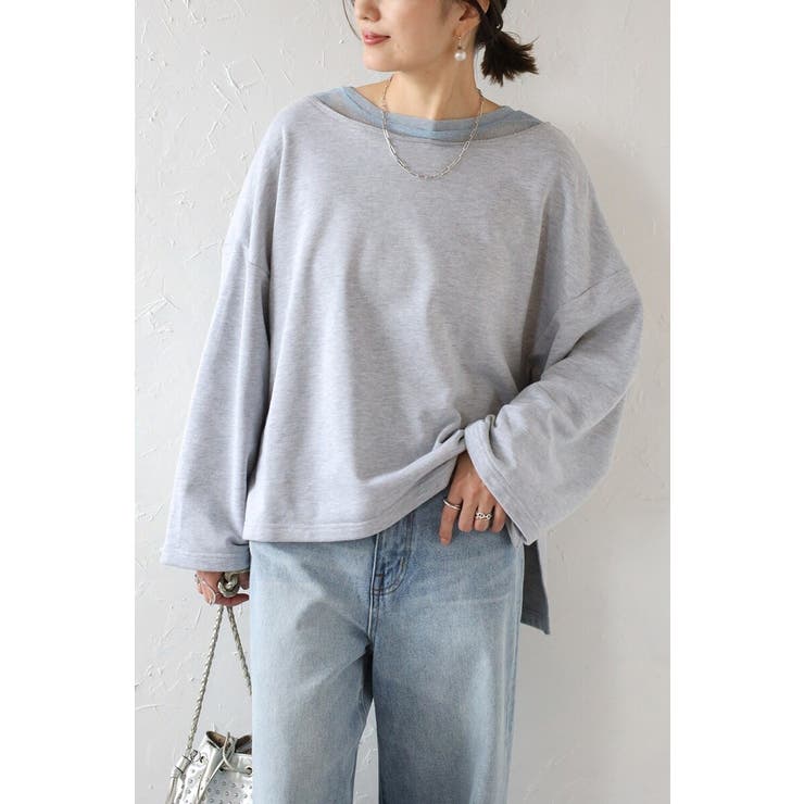 Rakuten - 【10％OFFクーポン！6/26(金)1:59まで】BONJOUR SAGAN シアーレイヤード風スウェット 88-004284 トップス