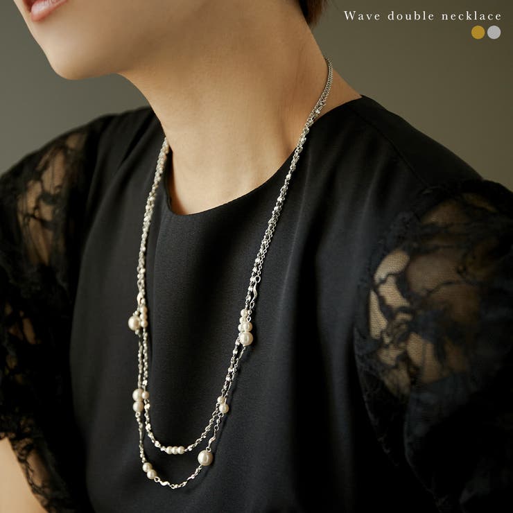 Fashion Letter niana ニアナ ネックレス レディース パール ビジュー 結婚式 アクセサリー 2連ネックレス パールネックレス プレゼント ジュエリー ゴールド パーティー 大人 フォーマル 二次会 お呼ばれ パーティ 卒業式 入学式