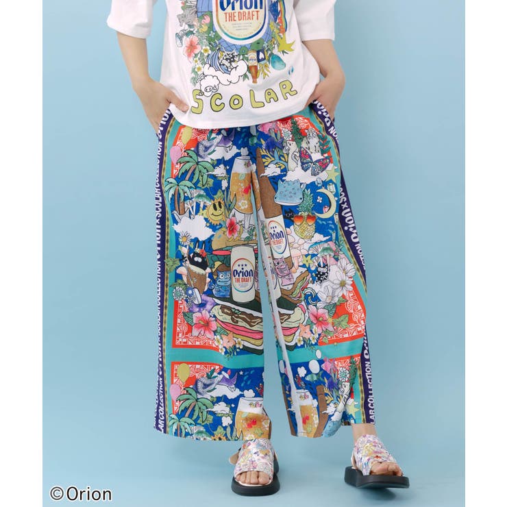ScoLar orion×ScoLar スカーフ柄パンツ パンツ・ズボン