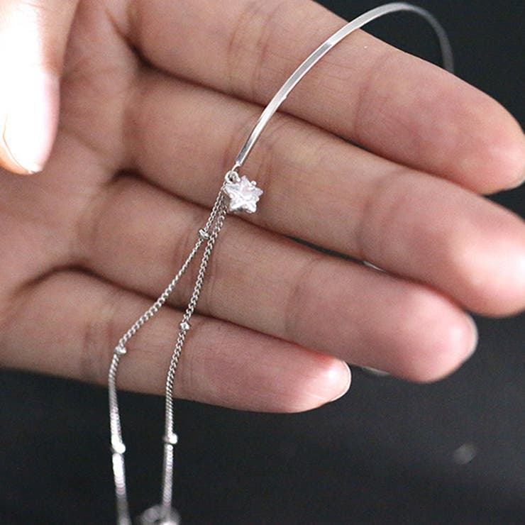 【10％OFFクーポン！8/11(火)1:59まで】DIAMOND HEARTS 五角星モチーフ2連チェーンブレスレット アクセサリーの商品画像 3